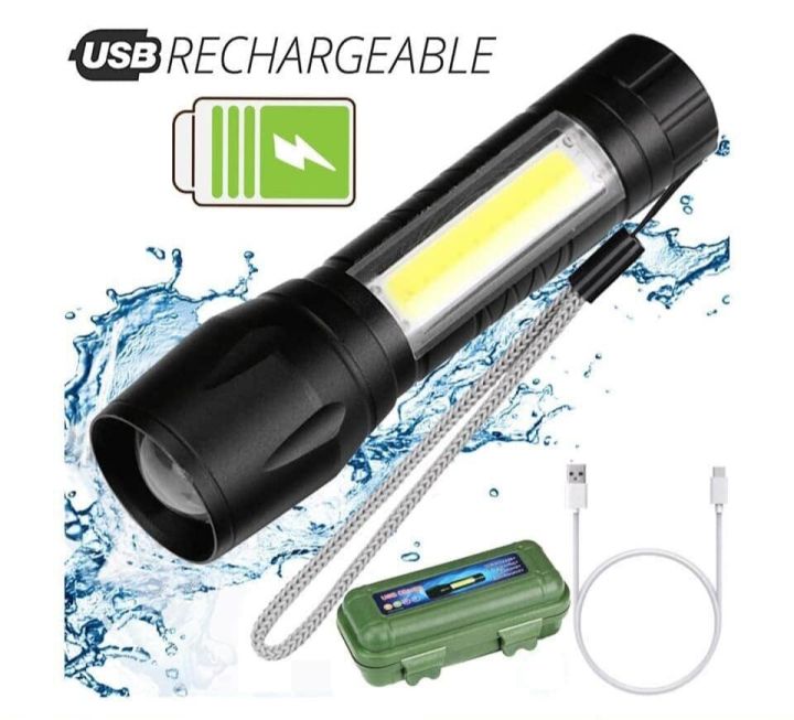 Mini USB Rechargeable Flashlight Torch Zoom Lamp