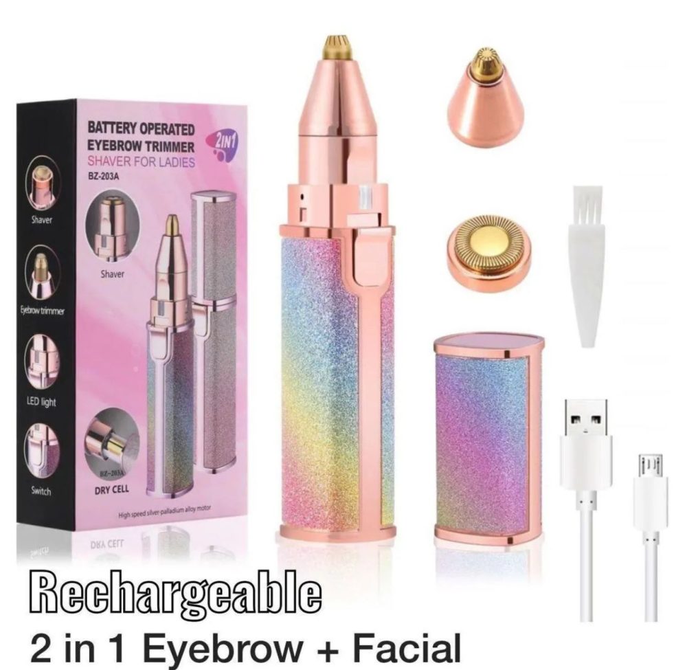 Facial Beauty 2 In 1 Rechargeable Electric Eyebrow Trimmer Body Facial Hair Removal