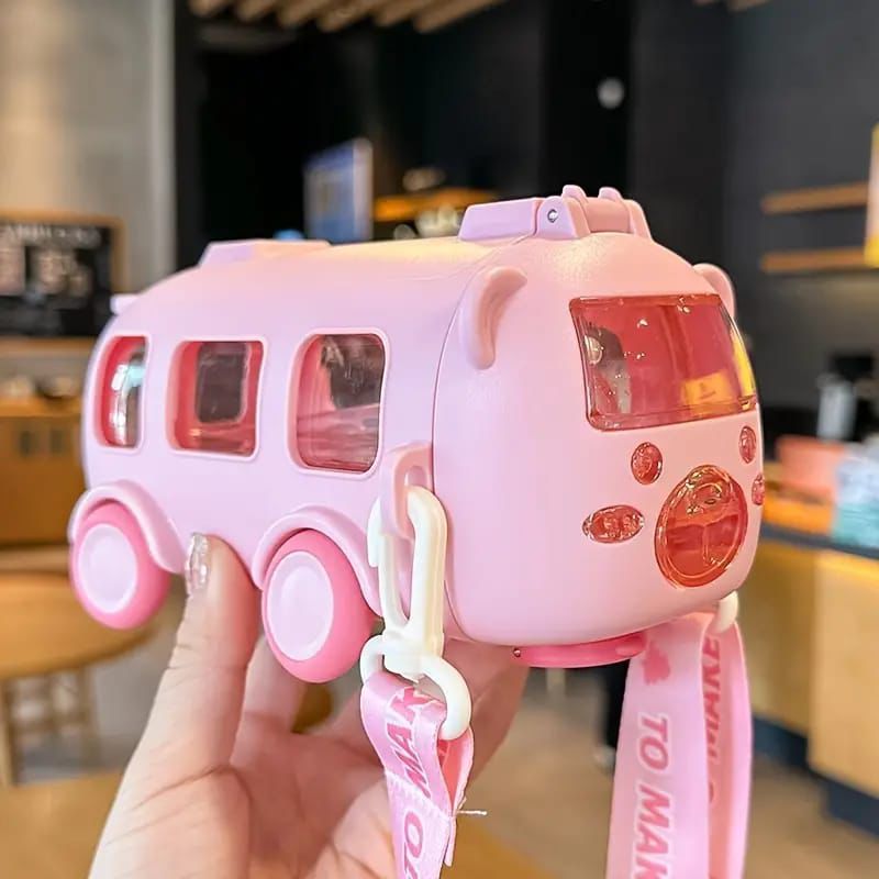 Children's Water Bottle Summer Cartoon Car Baby Bus Anti-drop And Leak-proof Portable Carrier