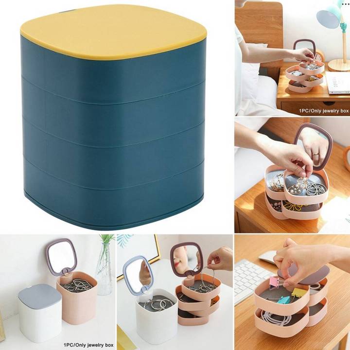4 Layers Jewellery Box, 360 Degree Rotating Jewelry Box